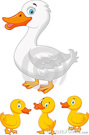 Duck family cartoon Vector Illustration