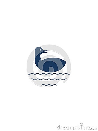 Duck floating on water logo Stock Photo