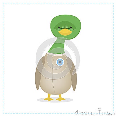 Duck funny isolated on a white background Children`s toy Vector Illustration