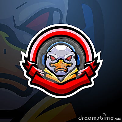 Duck gaming mascot esport logo design Vector Illustration