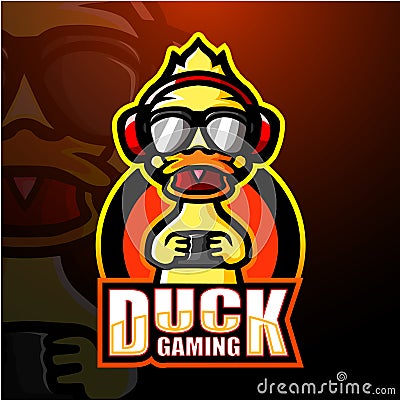 Duck gaming mascot esport logo design Vector Illustration