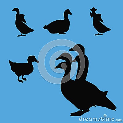 Duck geese silhouettes Vector Illustration