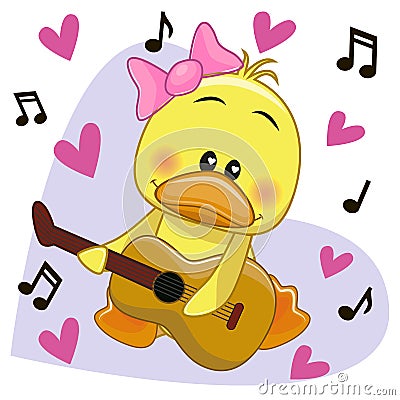 Duck with guitar Vector Illustration