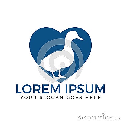 Duck heart shape logo template design vector icon illustration Vector Illustration