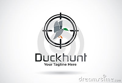 Duck Hunt Logo Template Design Vector, Emblem, Design Concept, Creative Symbol, Icon Vector Illustration