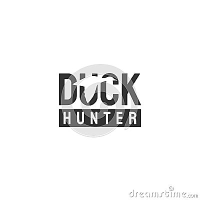 Duck hunter logo designs in negative space logo style Vector Illustration