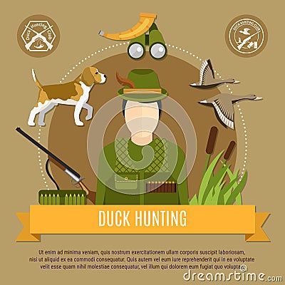 Duck Hunting Concept Vector Illustration