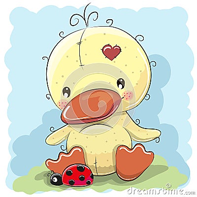 Duck with ladybug Vector Illustration