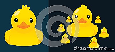Duck and little duck. Vector Illustration