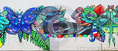 Duck mural Downtown Shediac, with its parks, historic panels, Artist Alley events, Editorial Stock Photo