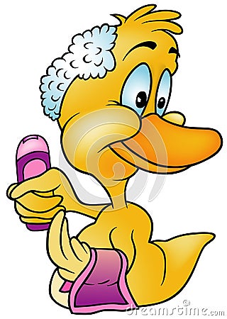 Duck with Shampoo Vector Illustration