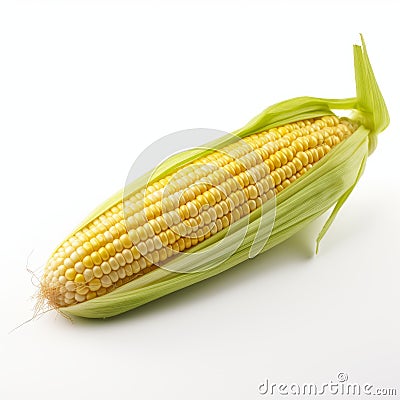 Duckcore Style Corn: High-key Lighting On White Background Stock Photo