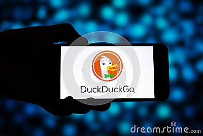 DuckDuckGo editorial. Duck Duck Go is an internet search engine Editorial Stock Photo