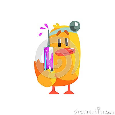 Duckling Doctor Cute Character Sticker Vector Illustration