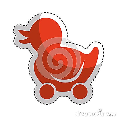 Ducky wheels isolated icon Vector Illustration
