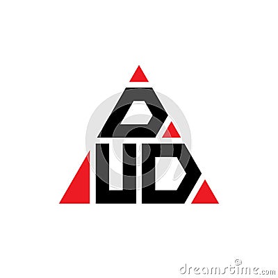 DUD triangle letter logo design with triangle shape. DUD triangle logo design monogram. DUD triangle vector logo template with red Vector Illustration
