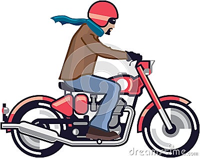 Dude on Motorcycle Vector Illustration