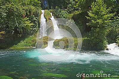 Duden waterfalls carve through karst Stock Photo