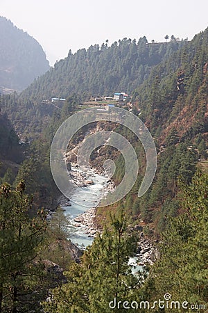 Dudh Kosi river, Everest trail, Himalaya, Nepal Stock Photo