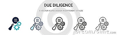 Due diligence icon in filled, thin line, outline and stroke style. Vector illustration of two colored and black due diligence Vector Illustration