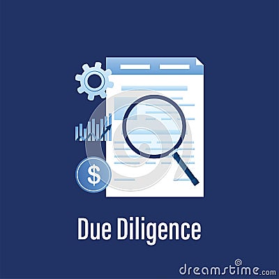 Due Diligence Icon or Logo. Template for web or banner. Trendy blue color style Vector Illustration