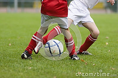 Duel of football players Stock Photo