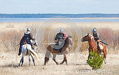 Duel of horse knights Editorial Stock Photo