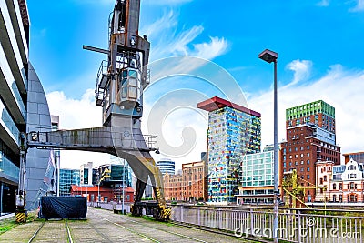 Duesseldorf, Am Handelshafen , Germany - Dusseldorf Medienhafen Editorial Stock Photo