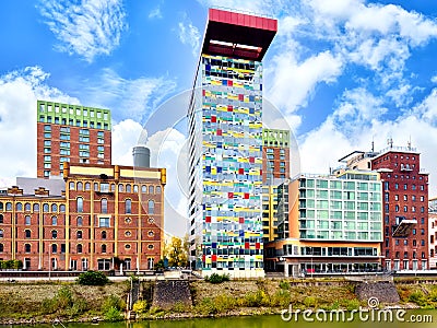 Duesseldorf Media Harbour, Germany - Duseldorf Medienhafen Stock Photo