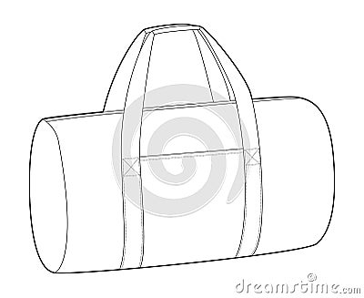 Duffle Bag silhouette. Fashion accessory technical illustration. Vector satchel front 3-4 view for Men, women, unisex Vector Illustration