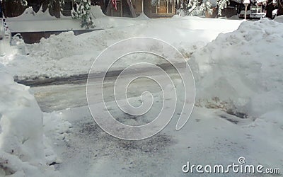 Dug Out of Deep Snow, Cleared Drive Way Berm Stock Photo