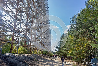 Duga - Soviet over-the-horizon radar system or the Russian Woodpecker. The Steel Giant Near Chernobyl. Editorial Stock Photo