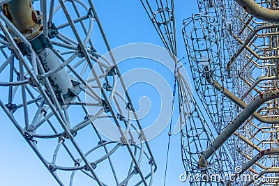 Duga - Soviet over-the-horizon radar system or the Russian Woodpecker. The Steel Giant Near Chernobyl. Stock Photo