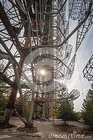 Duga-3 Soviet radar system in Chernobyl Nuclear Power Plant Zone Stock Photo