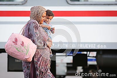 Syrian refugees in Dugo Selo Editorial Stock Photo
