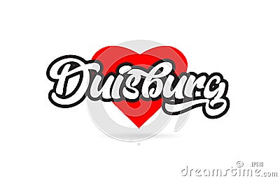 duisburg city design typography with red heart icon logo Vector Illustration