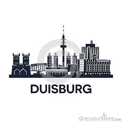 Duisburg Skyline Emblem Vector Illustration