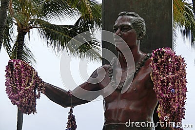 Duke Kahanamoku Statue Waikiki Oahu Hawaii Editorial Stock Photo