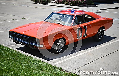 Dukes of Hazzard General Lee. Orange 1969 Dodge Charger. Kansas City, United States. Editorial Stock Photo