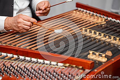 Dulcimer folk musical instrument Stock Photo