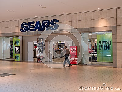 Entrance to Sears store at Dulles Town Center in Loudon County, Virginia Editorial Stock Photo