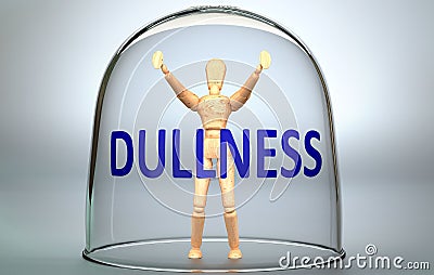 Dullness can separate a person from the world and lock in an invisible isolation that limits and restrains - pictured as a human Cartoon Illustration
