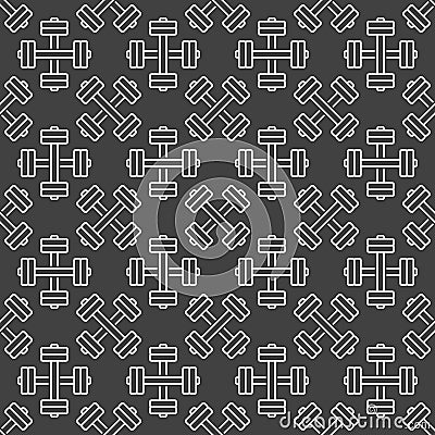 Dumbbell dark seamless pattern Vector Illustration