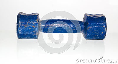 Dumbbell for gym.Single 4kg blue color dumbbell isolated on a white background .Copy space Stock Photo