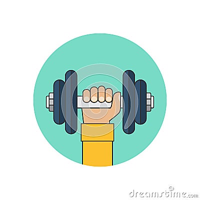 Dumbbell in hand icon Vector Illustration