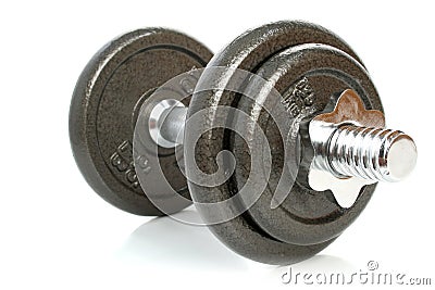 Dumbbell isolated on white Stock Photo