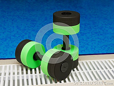 Dumbbells for Aqua Aerobics Stock Photo