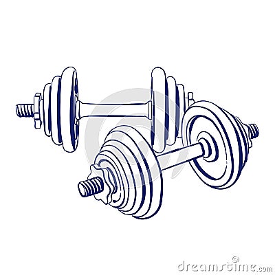 Dumbbells doodle drawing Vector Illustration