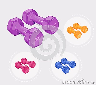 Dumbbells for fitness. Sports inventory. Vector Illustration