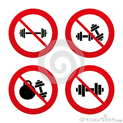 Dumbbells icons. Fitness sport symbols Vector Illustration